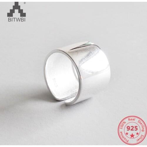 925 Sterling Silver Rings Temperament High Polish Width Surface Opening Ring Simple Finger Ring Silver 925 Womens Decoration