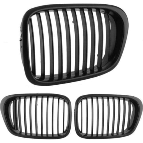1Pair Front Center Matte Black Wide Kidney Hood Grille For BMW E39 535 525 528 1999-2003