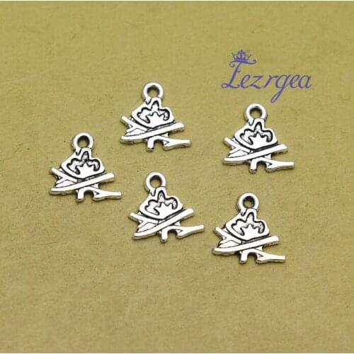 50pcs/lot--10x10mm, The bonfire chams, Antique silver plated campfire sign charms,DIY supplies, Jewelry accessories