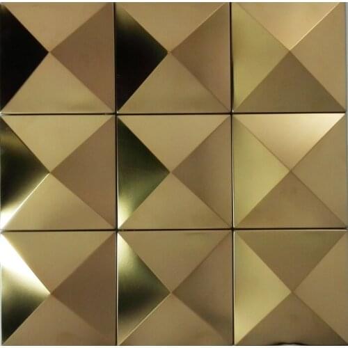 Big pyramid 100x100mm gold stainless steel metal mosaic tile 3D convex metal mosaic for wall free shipping