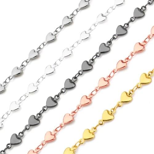 1 Meter New Promotional Fashion Stainless Steel Chain Accessories Handmade Delicate Heart DIY Jewelry Making Bracelet Necklace