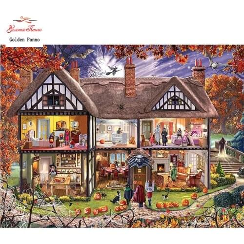 GOLDEN PANNO Diamond Painting Full Square 5D Diy Daimond Embroidery Diamant Mosaic Sale rhinestones pictures Halloween House03