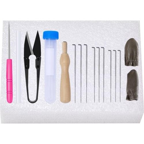 MIUSIE 17Pcs DIY Felting Tools Felt Kit With Needle Craft Kit Scissor Awl Wool Felting Weaving Handmade Needlework Spinning Tool