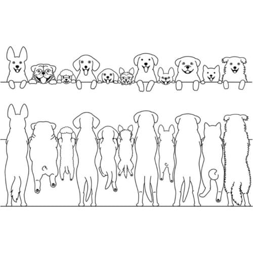 69HC Standing Cute Dog Metal Cutting Dies And Clear Stamp Set For DIY Scrapbooking