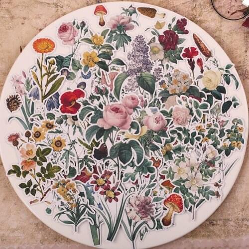 52Pcs Flowers Stickers for Luggage Laptop Skateboard Bicycle Motorcycle Car Styling Decals Fashion Cool Waterproof Sticker