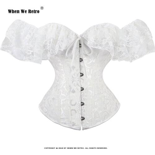 2021 New Women Short Sleeve Corset Solid Color Tie-up Boat Neck Close-fitting Gothic Gorset Top White Black VD2084