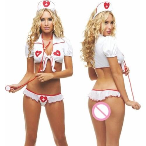 Sexy Lingerie Set Nurse Cosplay Costume Micro Short Skirt Hot Erotic Underwear Ladies Corset Top Blouse Performance Clothing Sex