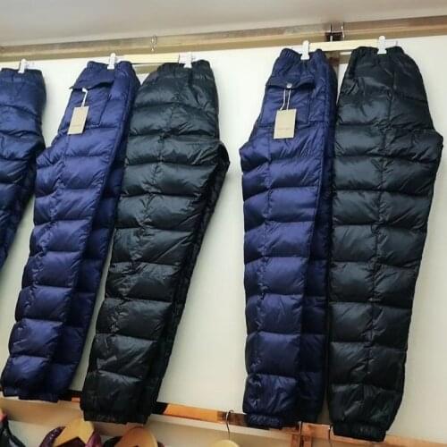 HOCO 2021 winter thick down pants men cold high waist warm pants loose trousers