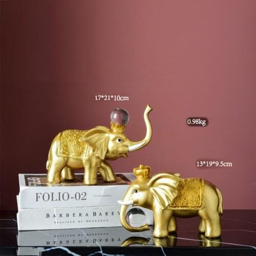 Pair Elephant Sculpture Decorative Ornament Figurine Statue Tabletop Decor