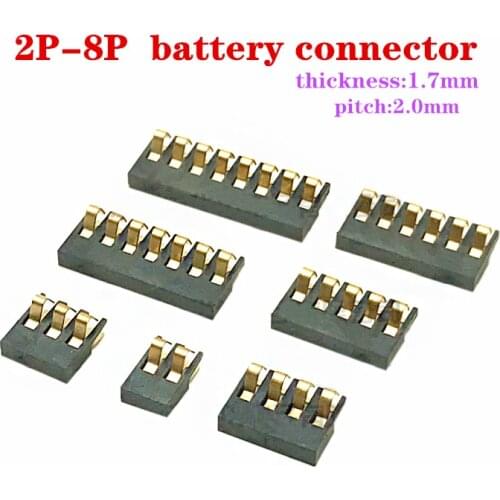 Ultrathin 2 3 4 5 6 7 8Pin Inner Battery Connector pitch 2.0mm Holder Clip Contact replacement for mobile phones common use