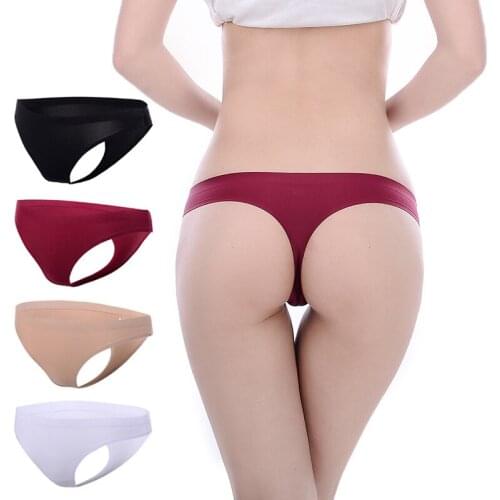 Women Seamless Thongs Ice Silk Female Sexy Panties Big Size Ladies G-Strings Briefs Women Sexy Underwear Lingerie
