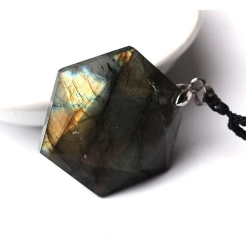 1pcs Natural Moonstone Sunstone Labradorite pendant 12 faceted single point Pendulum Divination devotional meditation