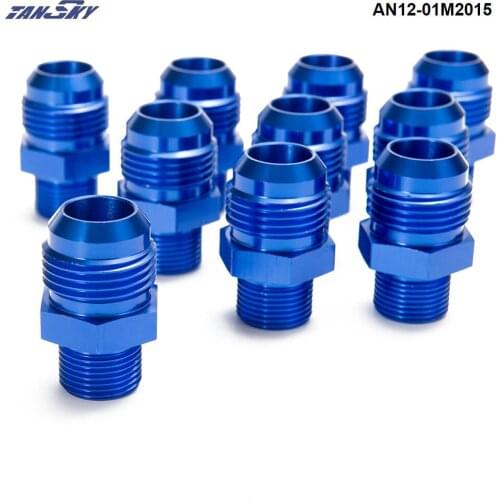 10PCS/LOT Blue AN12-M20*1.5 Male Blue Anodized Aluminum Union Adapter Fittings For Fuel Tank / Water Tank AN12-01M2015