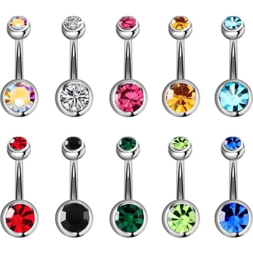 5/10/15/20pcs/lot Crystal Piercing Navel Surgical Steel Rhinestone Belly Button Rings Navel Piercing Ombligo Ball Nombril