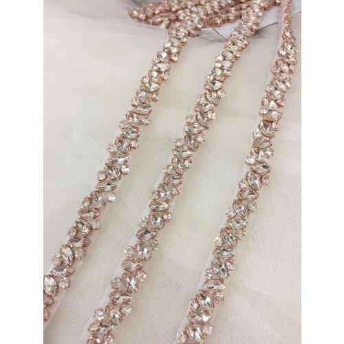 5 yards Thin rhinestone and crystal beaded lace trim for wedding belt, bridal sash, wedding gown straps ,bridesmaids belt