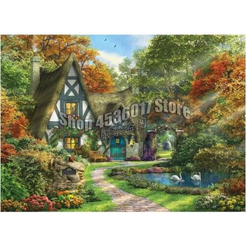DIY Diamond painting White Swan Cottage Full Diamond embroidery Cross Stitch Cottages Houses Rhinestone Mosaic Christmas gifts