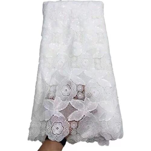 White French Guipure Lace Fabric 2021 High Quality Nigerian Cord Lace Fabric Sewing African Lace Fabric For Wedding Dress 5Yards
