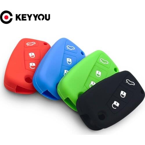 KEYYOU 10x For FIAT Panda Stilo Punto Ducato Doblo Minibus Grande Bravo 500 Key Fob Silicone Rubber Car Key Cover Case 3 Buttons