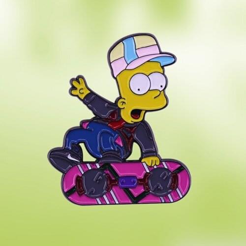 Bart Homer Skater Marty McFly Hoverboard Badge My Freindship you know you want it Brooch Accessory
