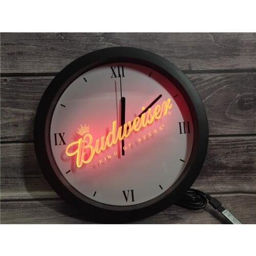 0A002 Budweiser Beer Bar Pub Club APP RGB 5050 LED Neon Light Signs Wall Clock