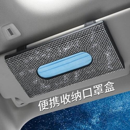 Bling crystal diamond car paper holder storage rhinestone sunglasses case eyeglasses protective boxes auto accessories