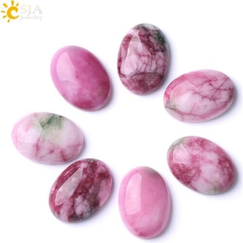 CSJA Wholesale No Hole Oval Colorful Natural Loose Gem Stone Beads for Lady DIY Handcrafted Pendants Rings Jewelry Making F272
