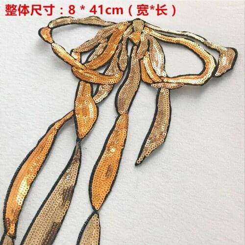 Gold butterfly apliques de roupa sequined patches para vestuario decorative iron on big patches for clothing parches