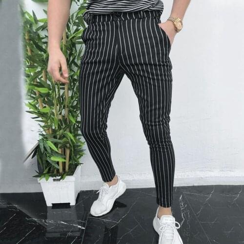 Business Formal Suit Pants pockets cotton pants with strap casual hip hop men clothing 2020 streetwear Slacks Trouser