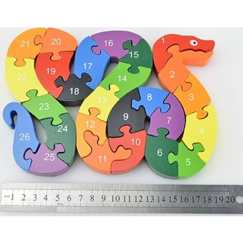 Snake Shape Wooden Toys For Children Letters 3D Puzzles Brain Game Kids Educational Toys For Girls Kinder Spielzeug