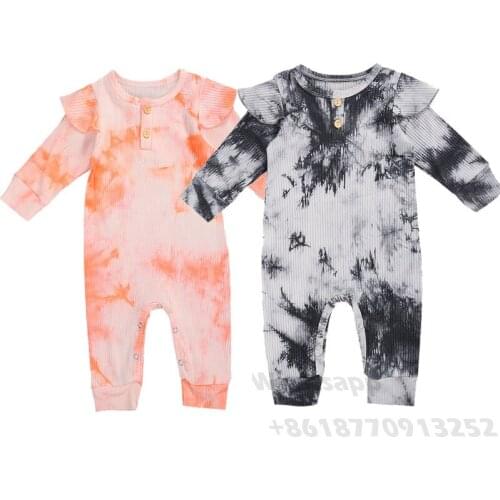 Infant Newborn Rompers Fall Baby Girls Boys Spring Autumn Clothes Tie-dye Ribbed Outfits Romper Long Sleeve Jumpsuits Playsuits