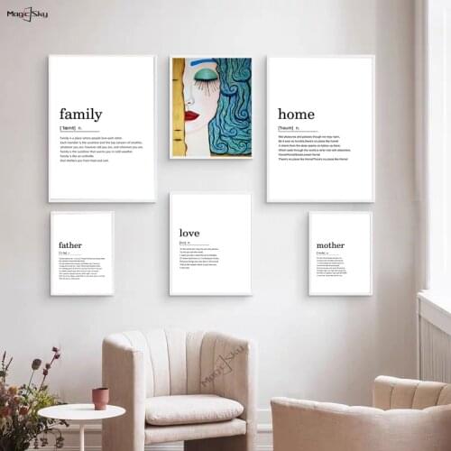 Home Family Love Smile Definition Quotes Canvas Posters Prints Black White Nordic Wall Art Pictures For Living Room Home Decor