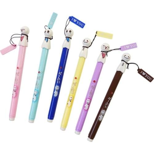 24 Pcs/lot 0.38mm Sunny Doll Sakura Black Ink Gel Pen Kawaii Cute Doll Design Students Stationery Office School Writing Supply