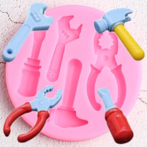 Hardware Hammer Plier Spanner Silicone Mold Fondant Cake Decorating Tools Baby Birthday Cupcake Candy Chocolate Gumpaste Molds