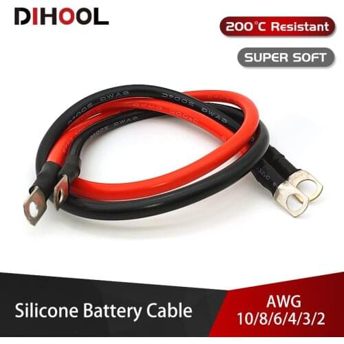 10/8/6/4 AWG Battery Connection Cable,Super Soft Silicone Wire with Lug,Car Inverter Wire,UPS,Battery Serie and Parallel Connect