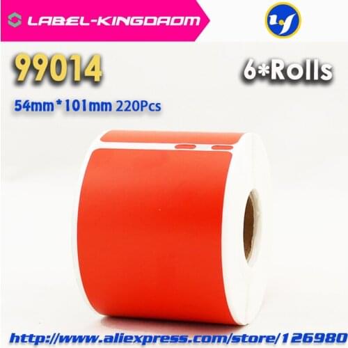 6 Rolls Dymo 99014 Red Generic Label 54mm*101mm 220Pcs Compatible for LabelWriter 450Turbo Printer Seiko SLP 440 450