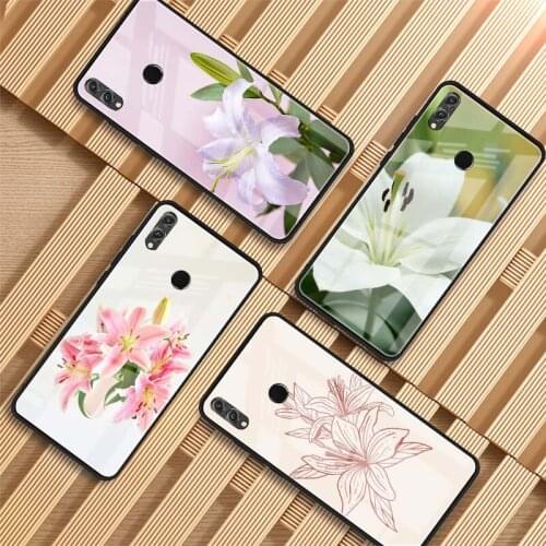 Lily Tempered Glass Phone Case For Huawei P20 P30 P40 P40 Lite Pro Psmart Mate 20 30 Cover Shell