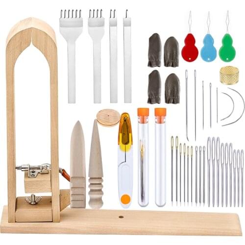 LMDZ Leather Pony Table Lacing Desktop Pony Horse Clamp with Leather Prong Punch for DIY Hand Stitching Leathercraft Repair Tool