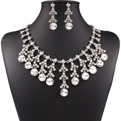 Popular bridal accessories Exaggerated Luxury fashion necklace earringset auger short suit sets of chain