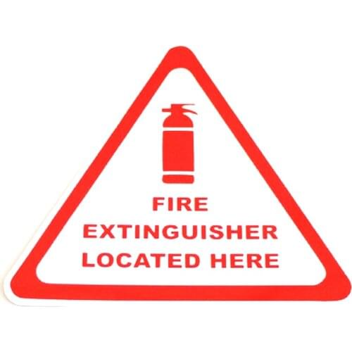 1 Pcs Fire Extinguisher Located Here PVC Car Sticker Decal High-quality Accessories 11.5*10.5CM