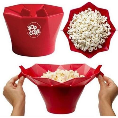 Food-Grade Silicone Popcorn Maker Microwave Foldable Bowl Popcorn Baking Tools DIY Popcorn Bucket Bowl Kitchen Accessories