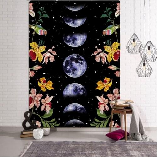 Psychedelic Moon Starry Tapestry Flower Wall Hanging Room Sky Carpet Dorm Tapestries Art Home Decoration Accessories