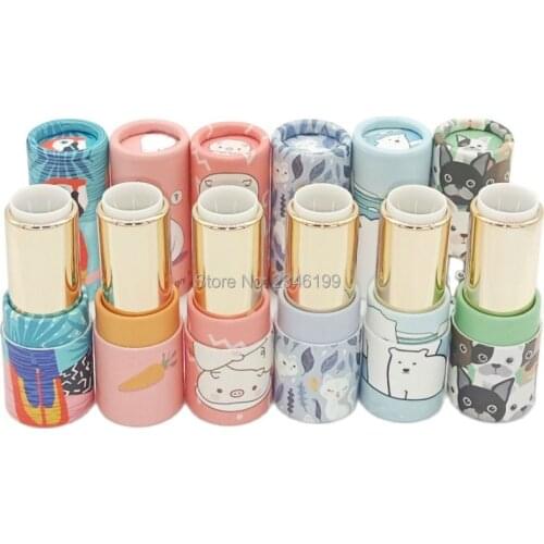 Empty Papery Lipbalm Tube 12.1mm Dog Polar Bear Pig Lip Blam Container DIY Empty Lipstick Tube Empty Papery Lipstick Tube 50pcs