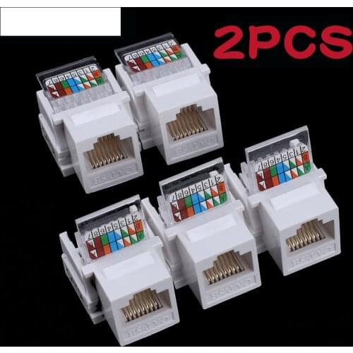 2pcs Tool-free CAT5E UTP network module RJ45 connector Information socket Computer Outlet cable adapter Keystone Jack FOR AMP