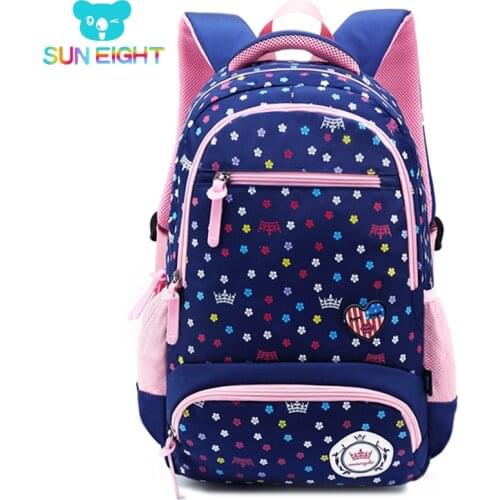 SUN EIGHT Big Capacity New Daisy Printing Girl School Bag Kid Backpack Zipper Backpacks School Bags For Teenagers Girls