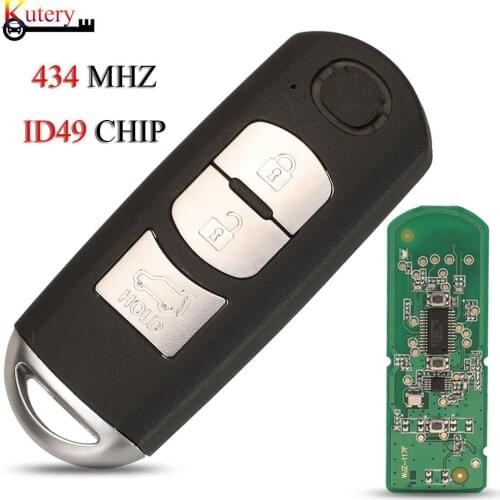 Kutery Remote Smart Car Key For Mazda CX-4 CX-5 433/434MHZ ID49 Chip Smart Card 3Buttons Uncut Blade With Groove