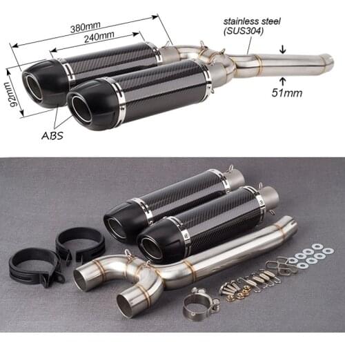 For Yamaha FZ6 FZ6N FZ6S Exhaust Pipe 51 mm Motorcycle Exhaust Muffler Pipe Mid Link Elbow Modified Tail Escape with DB Killer
