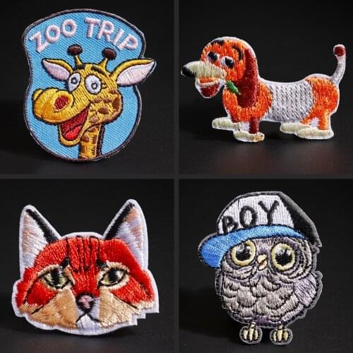 Embroidery children cartoon cloth stickers Clothing decoration high quality Decal owl Springs dog animals patch Repairing jeans