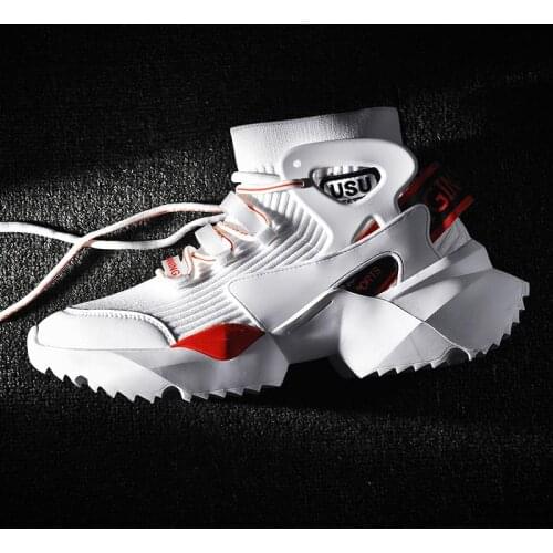 High Top Massive Socks Sneakers Men 2020 High Platform Sports Shoes Mens Running Shoes Mens Sport Shoes Gym White Knit GMA-0745