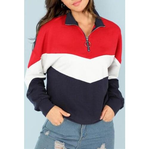 Women Color Collision Half Zipper Comprehensive Training Sweatshirt Breathable Sexy Autumn Winter Keep Warm Sports Pullovers