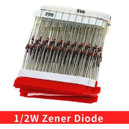 1/2W Zener Diode Assorted Kit (2V 3V 3.3V 3.6V 5.1V 5.6V 7.5V 10V 12V 13V 15V 16V 18V 20V 22V 24V 30V 33V 39V) Assortment Set